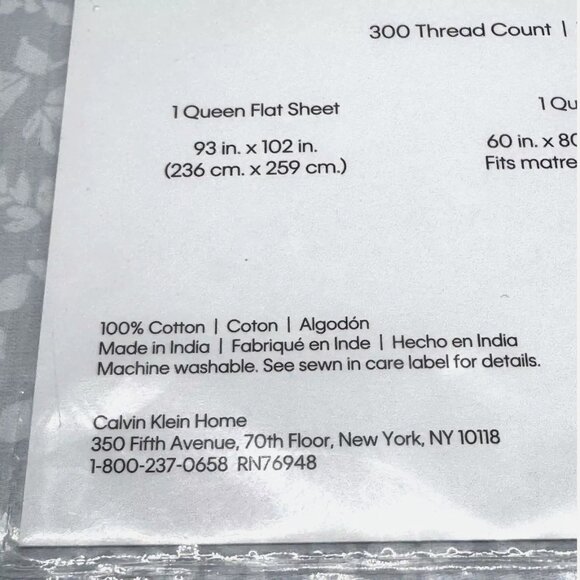 4pc Calvin Klein Expressive Floral Queen Sheet Set Dusty Blue Gray Sateen 300tc - Picture 4 of 7